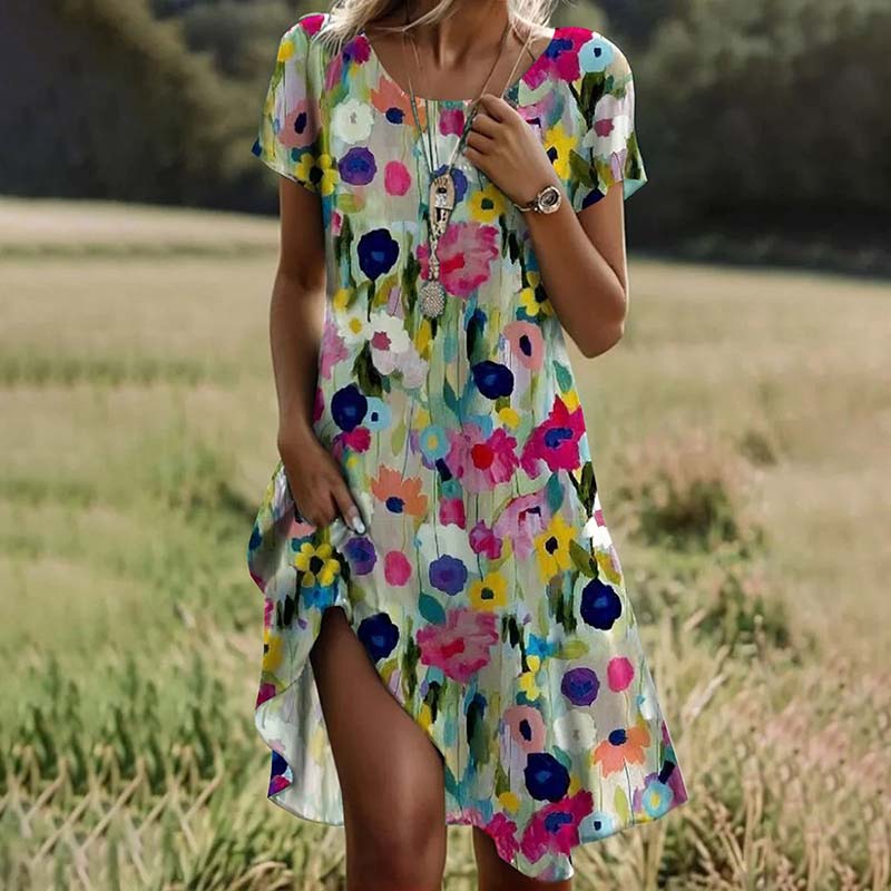 Abito Colorato Con Stampa Floreale
