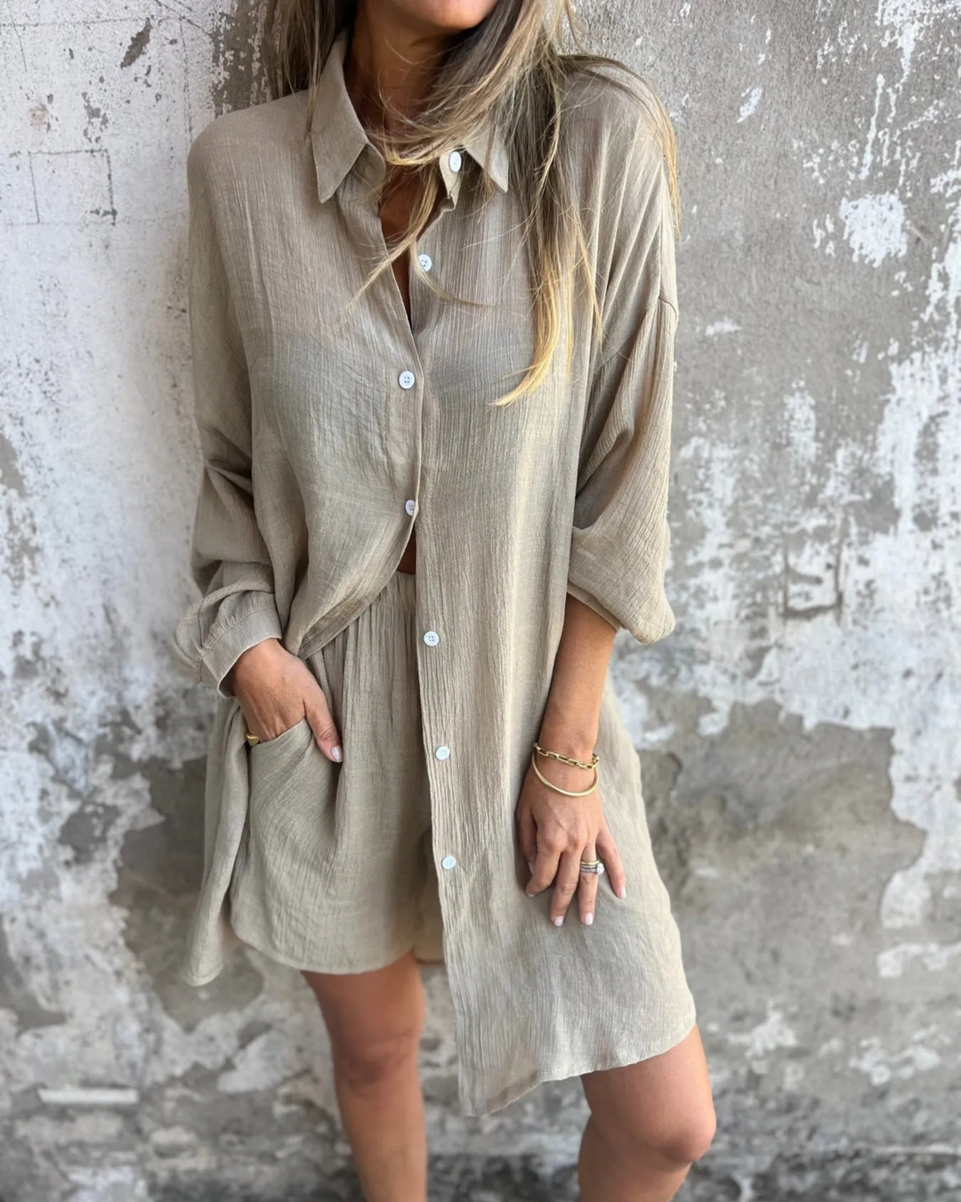 IZELA - SET CAMICIA E PANTALONI CORTI CASUAL