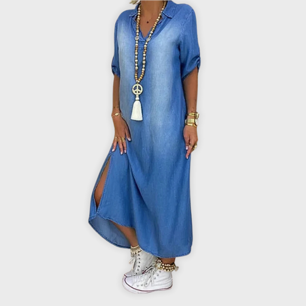 Tilly | Abito Estivo in Mezzo Denim con Scollatura a V
