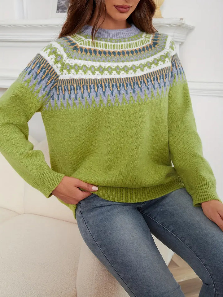 Maglione con Motivo Geometrico Audace in Stile Retro