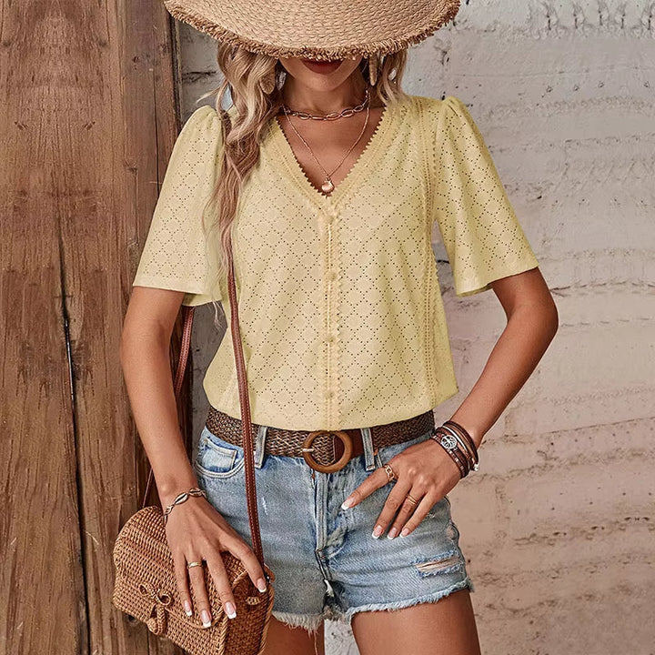 ADELHEID CAMICIA A MANICA CORTA CON SCOLLO A V