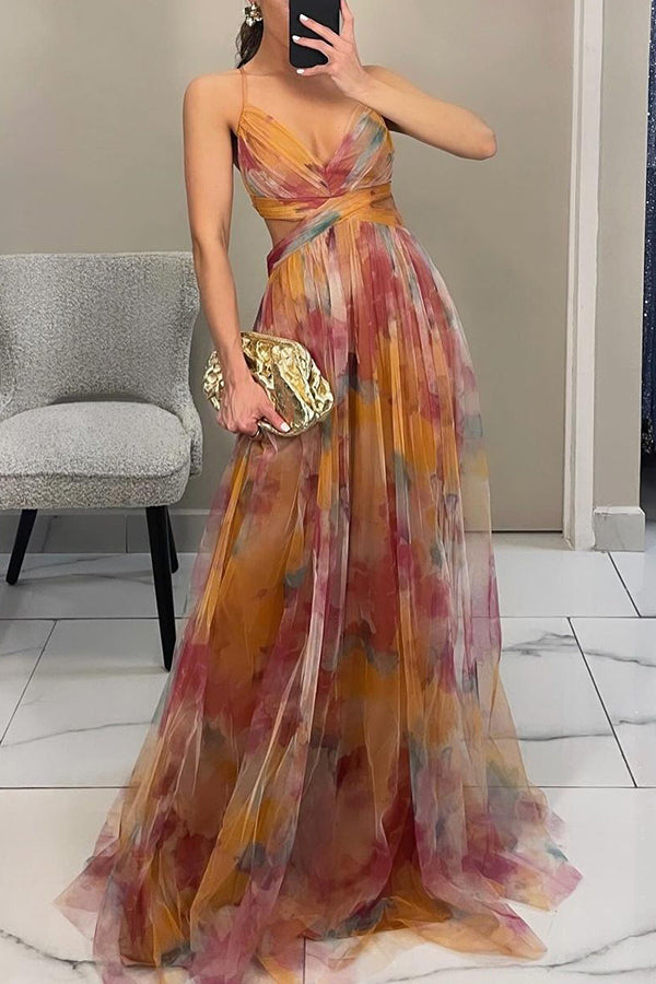 Vaëlia - Magnifica maxi-abito con stampa floreale