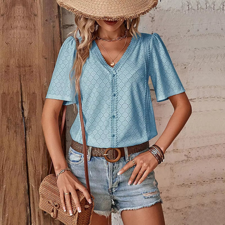 ADELHEID CAMICIA A MANICA CORTA CON SCOLLO A V