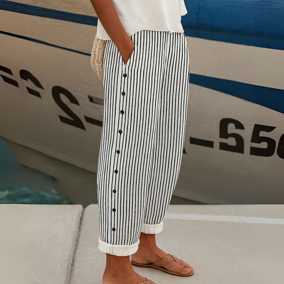 Freya - Pantaloni a Strisce Seabreeze con Bottone