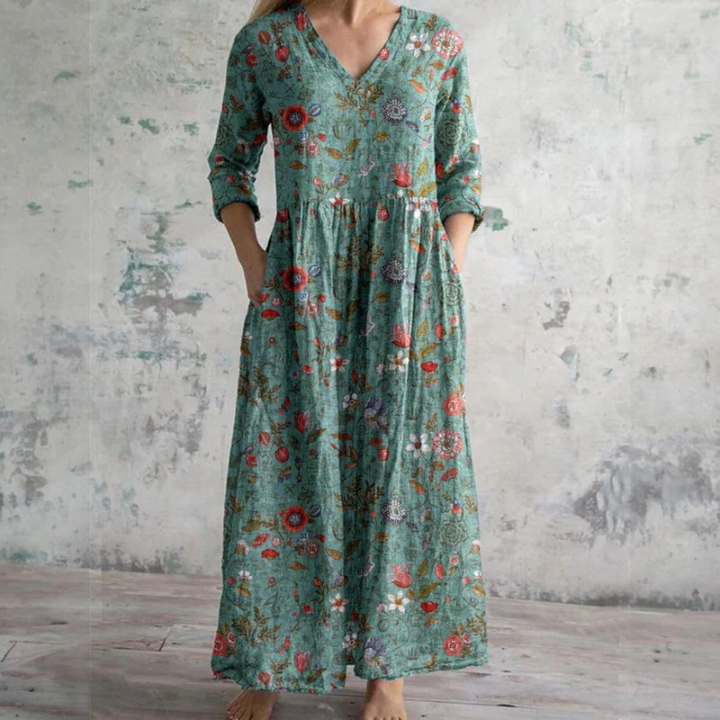 Fiona™ | Abito in Lino e Cotone a Fiori