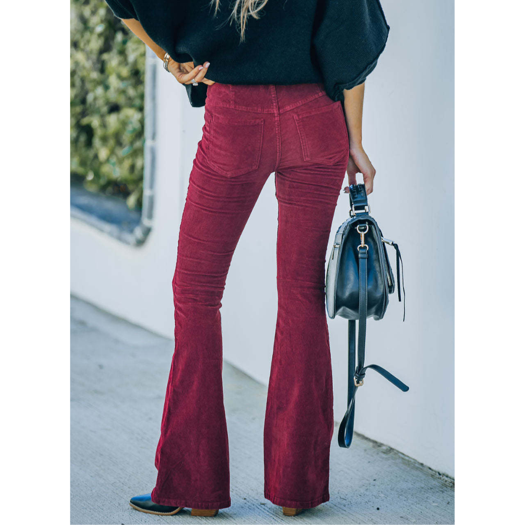 Chloe I Pantaloni a Zampa in Corduroy