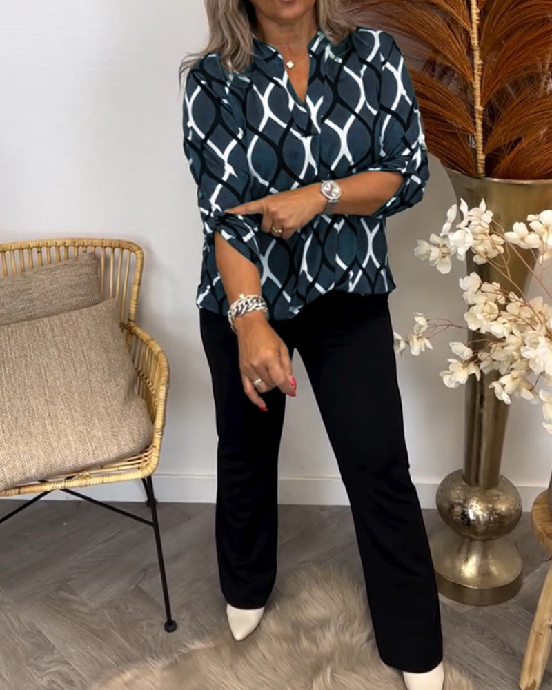 Janny™ | Blusa Casual con Maniche Lunghe e Motivo Elegante