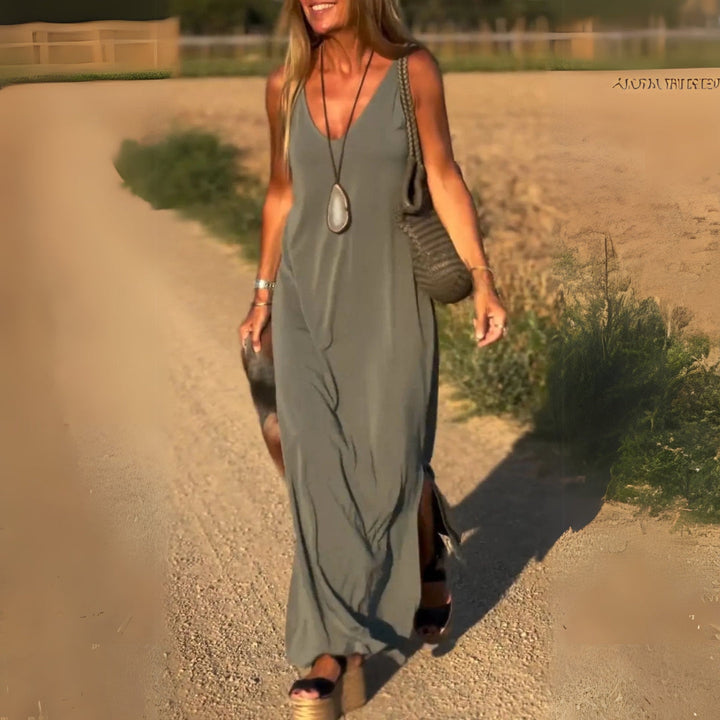 Élyse™ - Elegante Maxikleid senza maniche con scollatura a V Chic
