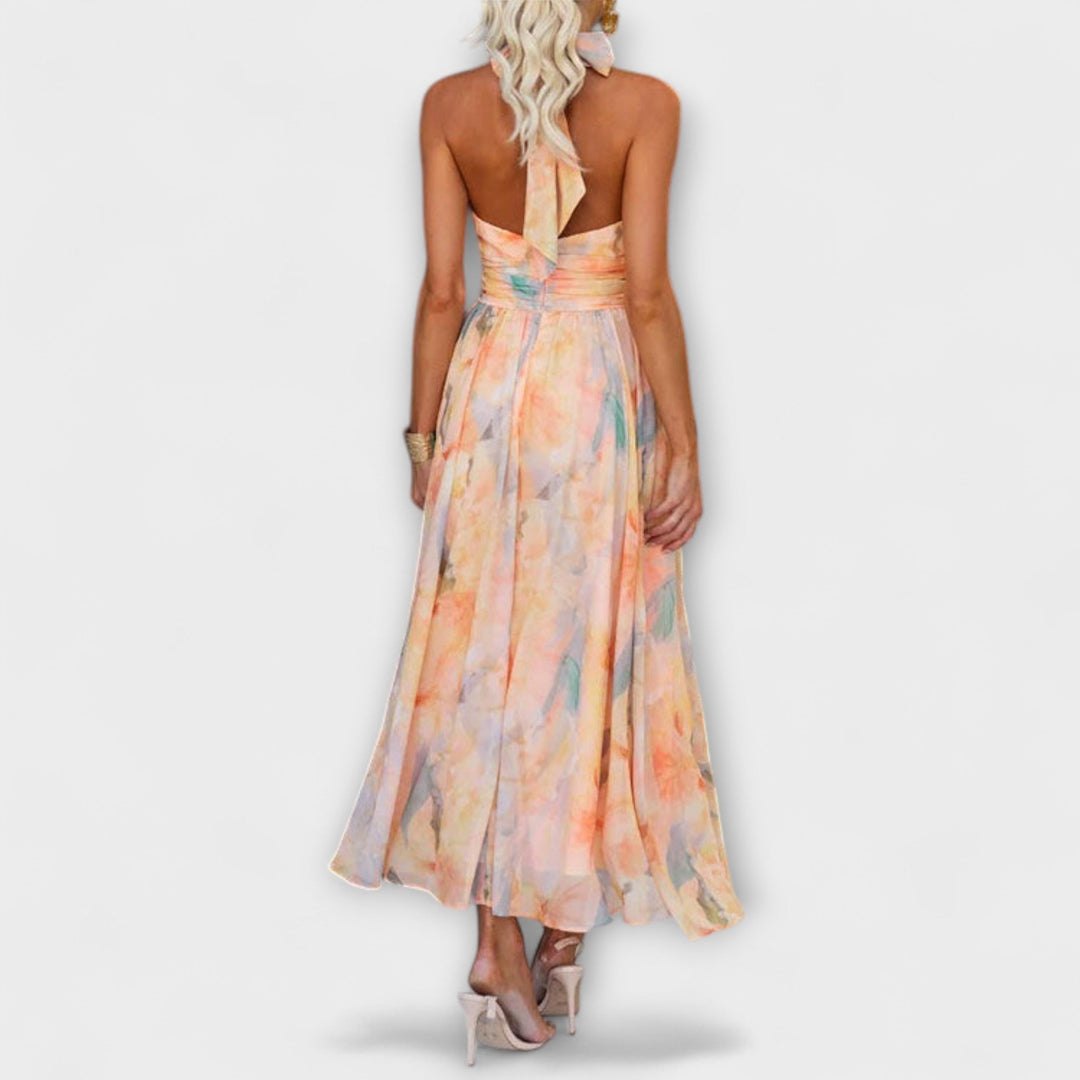Juliana | Abito Maxi Aquarell con Collo Halter