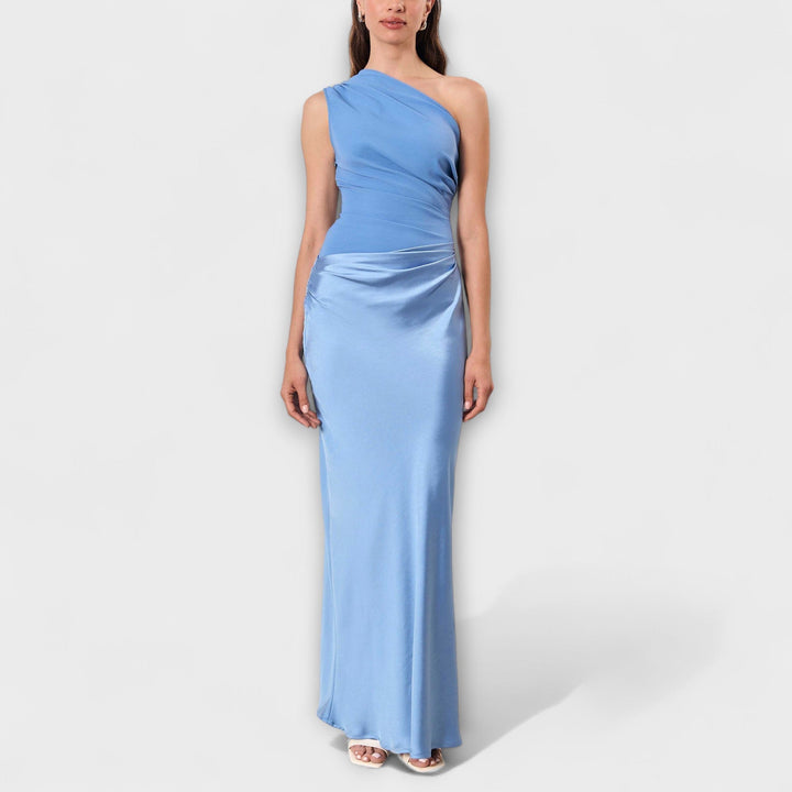 Elsie | Elegante Abito Maxi a Spalla Unica Plissettato