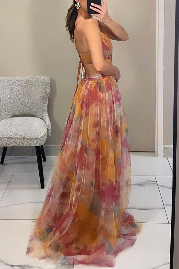 Vaëlia - Magnifica maxi-abito con stampa floreale