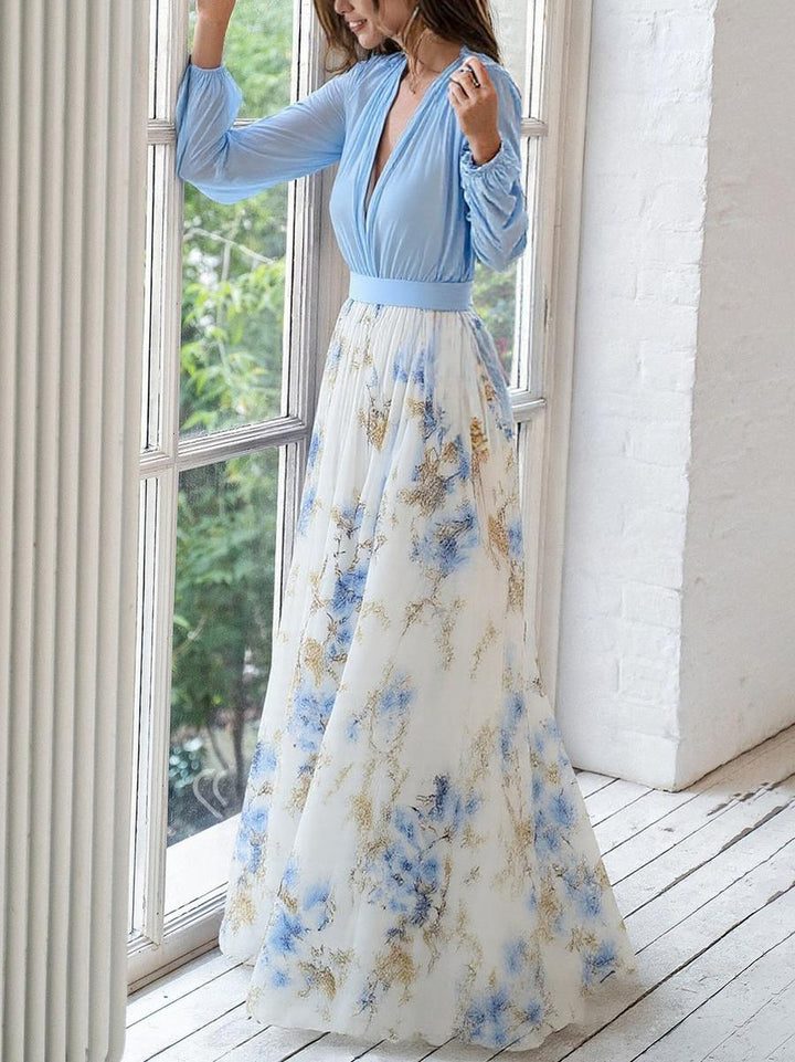Elena™ | Elegante abito lungo con motivo floreale
