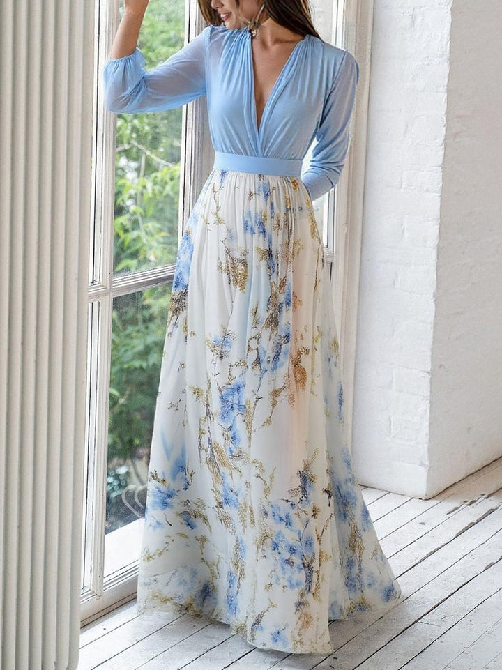 Elena™ | Elegante abito lungo con motivo floreale