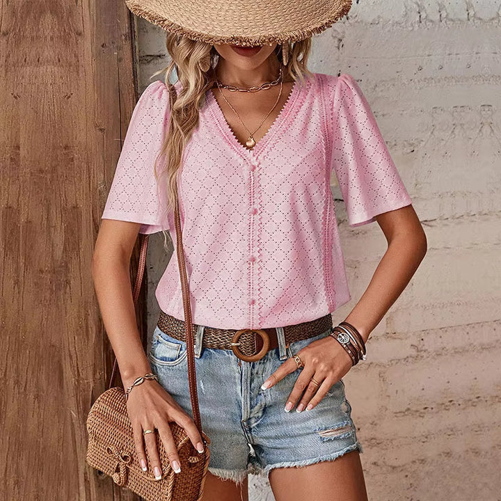 ADELHEID CAMICIA A MANICA CORTA CON SCOLLO A V