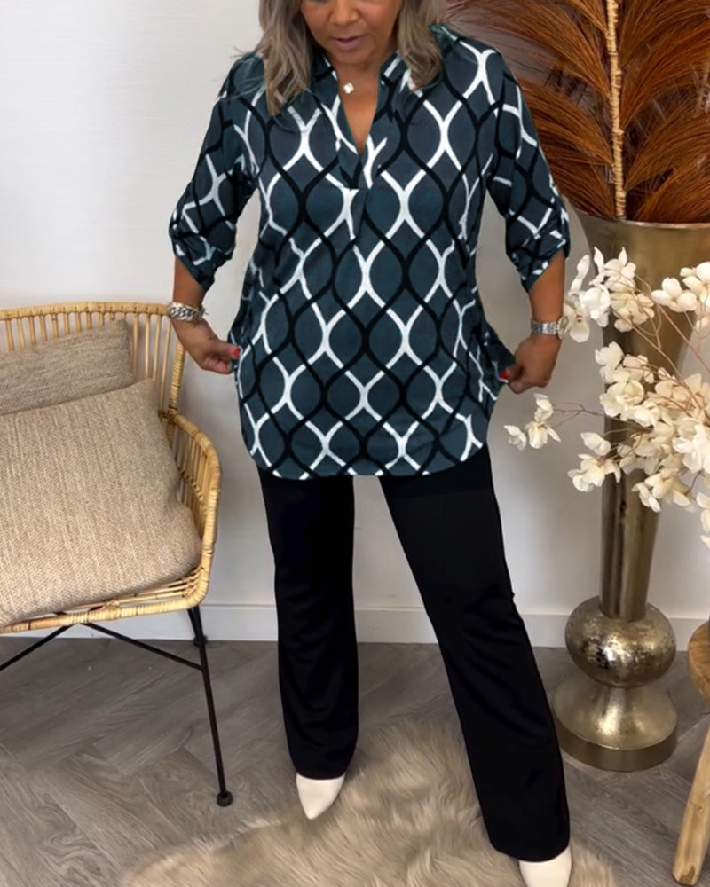 Janny™ | Blusa Casual con Maniche Lunghe e Motivo Elegante