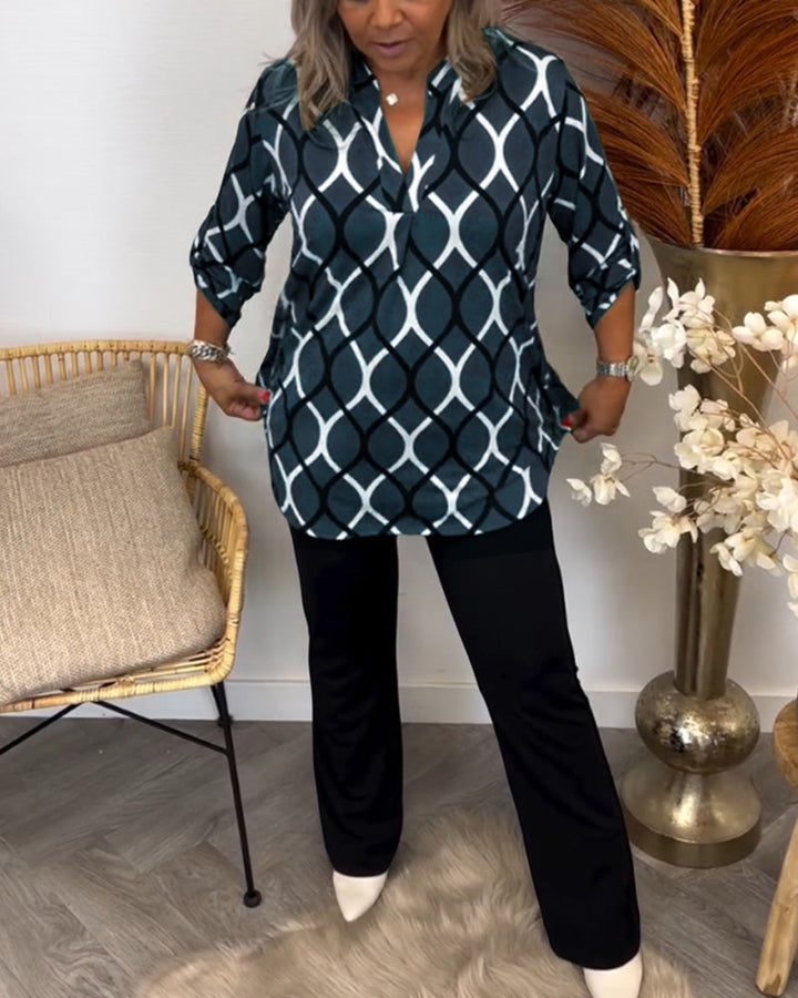 Janny™ | Blusa Casual con Maniche Lunghe e Motivo Elegante