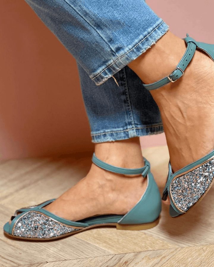 BRIGITTA | Eleganti Sandali Bassi Glitter Perfetti per Ogni Occasione
