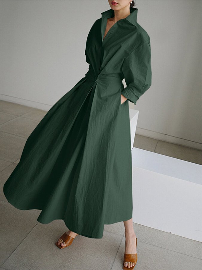 Clémence™ | Abito midi con dettaglio a bottone