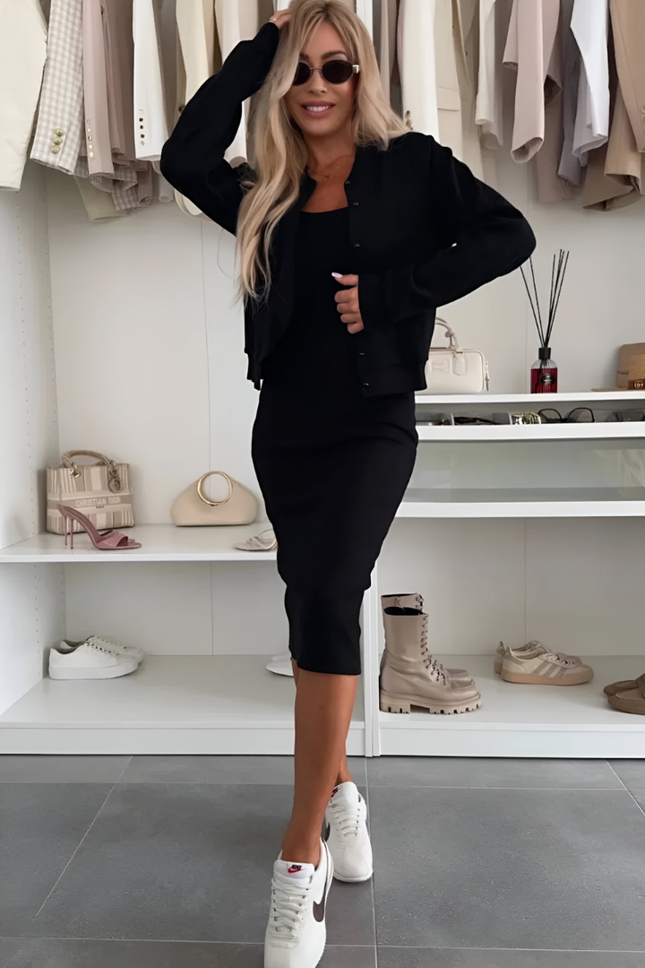 Elise™ | Abito Midi Elegante & Gilet