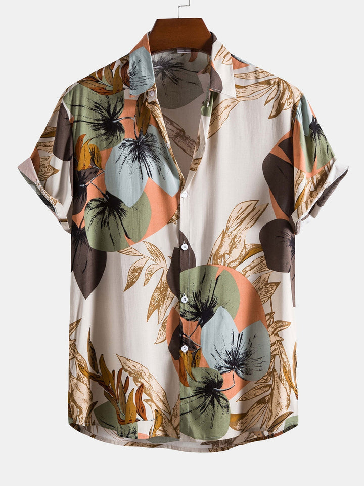 Jobe | Camicia con Stampa Tropicale e Pantaloni Corti in Cotone Testurizzato da 5"
