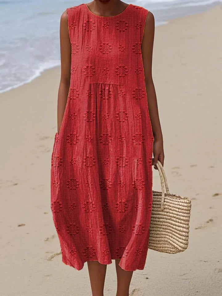Aikaterini | Elegante abito senza maniche in cotone con tasche