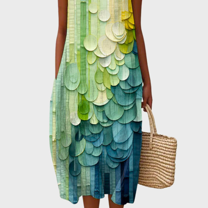 Jane | Vestito in Cotone Stampato a Contrasto