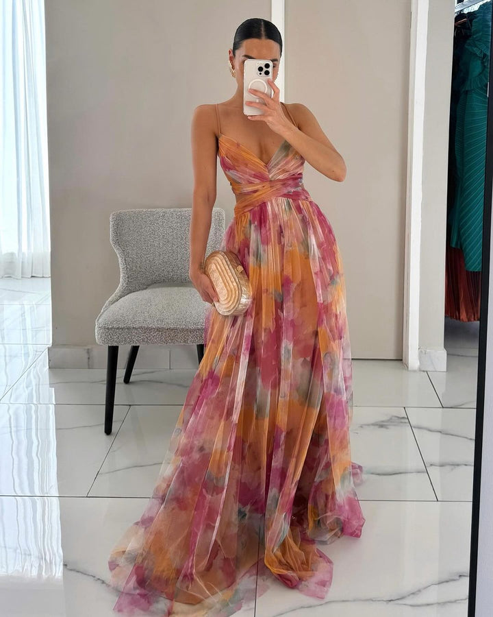 Vaëlia - Magnifica maxi-abito con stampa floreale