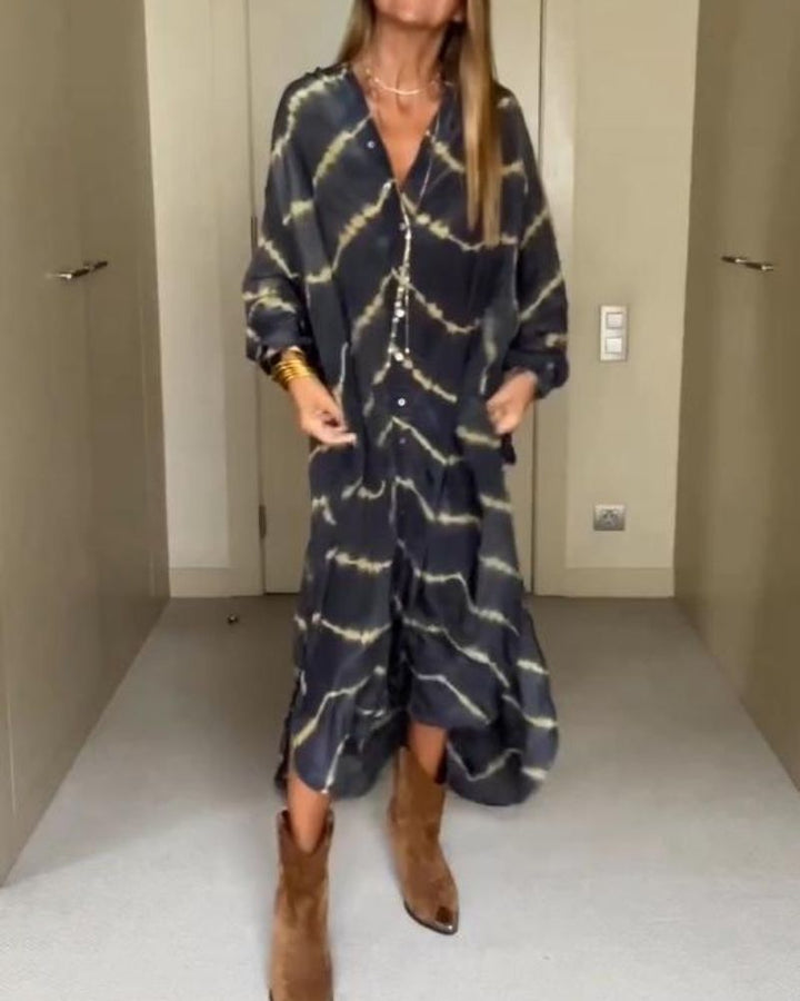 ROSALIA | Abito Lungo Boho con Scollatura a V e Linea Fluida per Eleganza Quotidiana