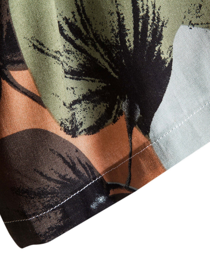 Jobe | Camicia con Stampa Tropicale e Pantaloni Corti in Cotone Testurizzato da 5"