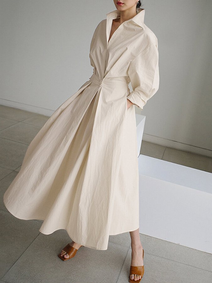 Clémence™ | Abito midi con dettaglio a bottone