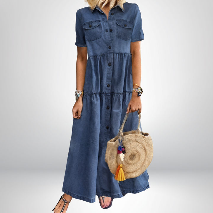 Sofia® | Abito in Denim Morbido con Bottoni