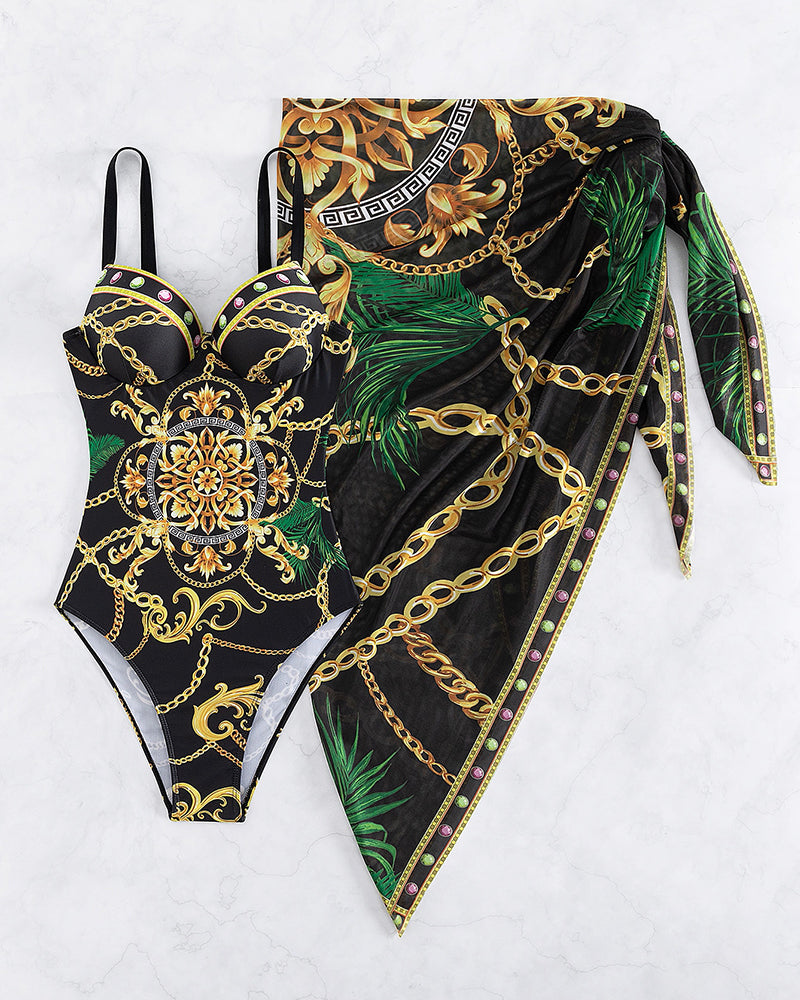 Darius – Costume intero con effetto push-up e gonna da spiaggia coordinata