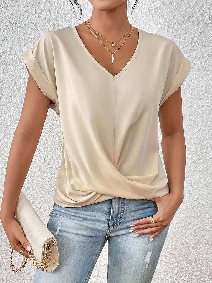 SANNE I T-SHIRT CON COLLO A V STILOSO