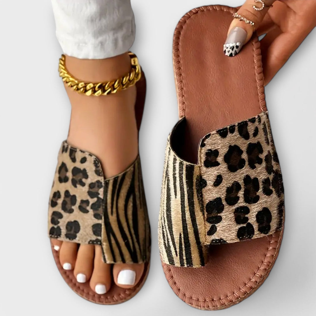 Lyan | Infradito Bicolore Eleganti con Stampa Leopardo