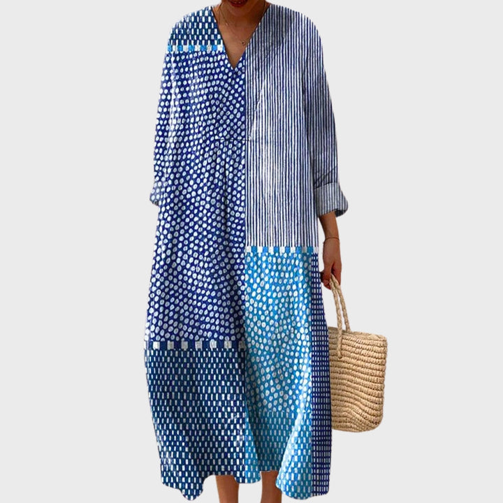 Naomi | Abito in Cotone Geometrico Astratto