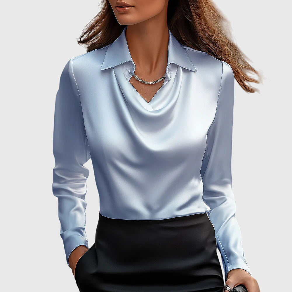 Sylvie | Blusa Lucida di Lusso con Collo Plissettato