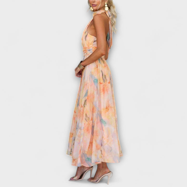 Juliana | Abito Maxi Aquarell con Collo Halter