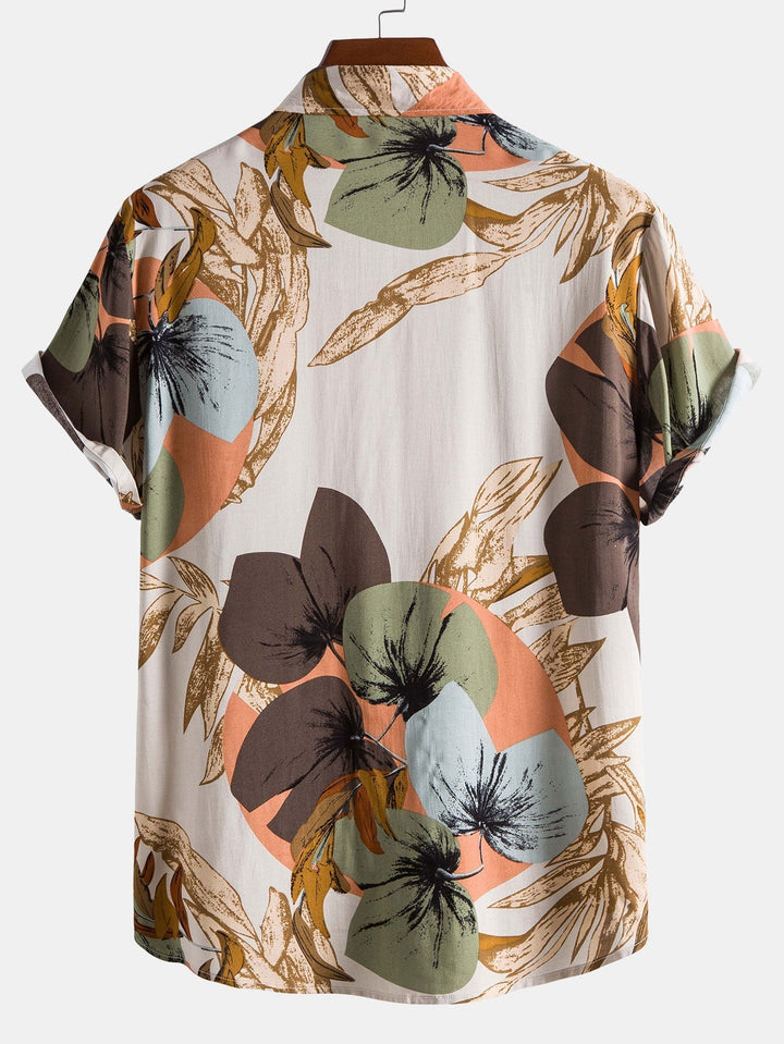 Jobe | Camicia con Stampa Tropicale e Pantaloni Corti in Cotone Testurizzato da 5"