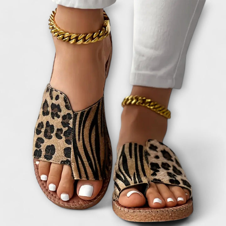 Lyan | Infradito Bicolore Eleganti con Stampa Leopardo