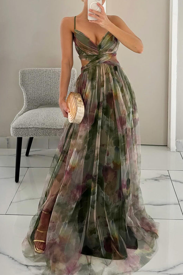 Vaëlia - Magnifica maxi-abito con stampa floreale