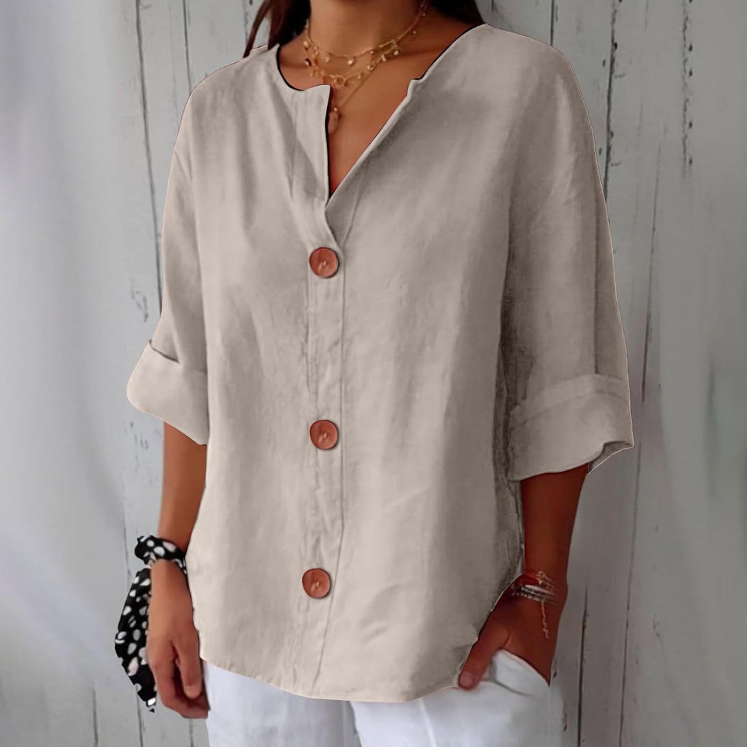 Noora™ | Blusa in lino rilassata per un'eleganza senza tempo
