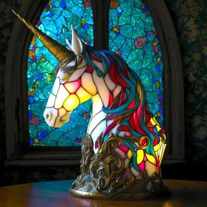 Lampada in Vetro a Forma di Unicorno con Finitura Striato