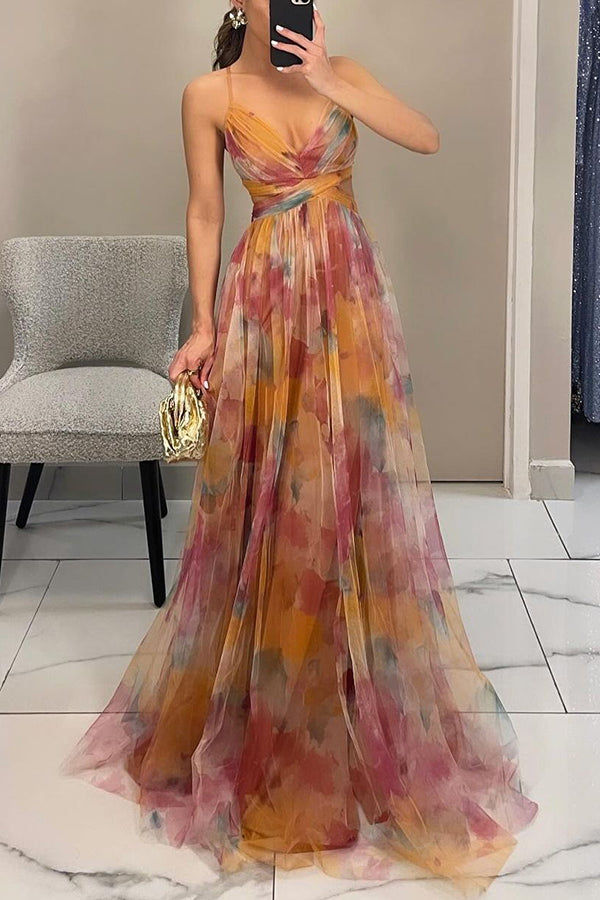 Vaëlia - Magnifica maxi-abito con stampa floreale