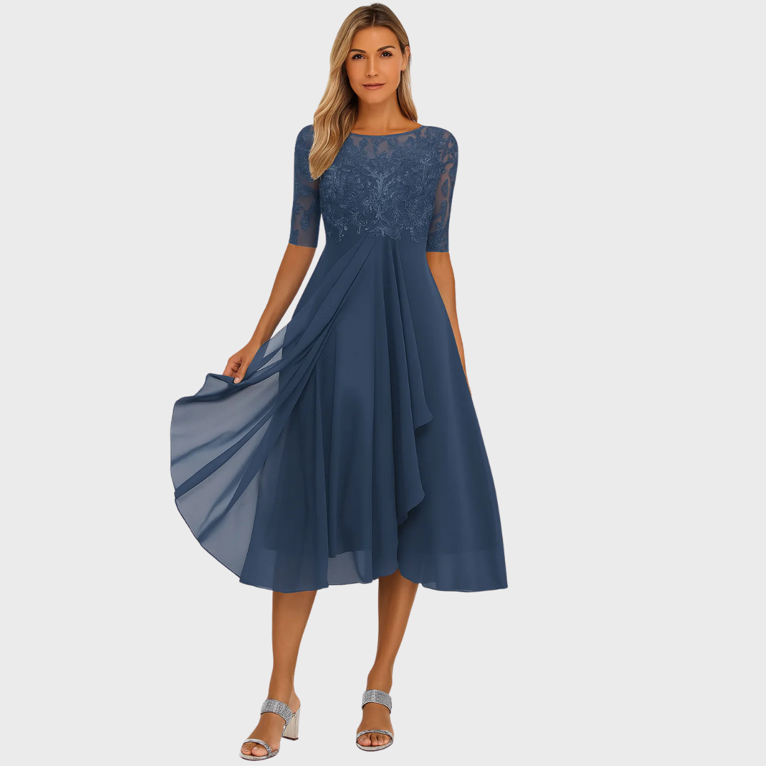 Clementine – Abito Elegante in Pizzo e Chiffon