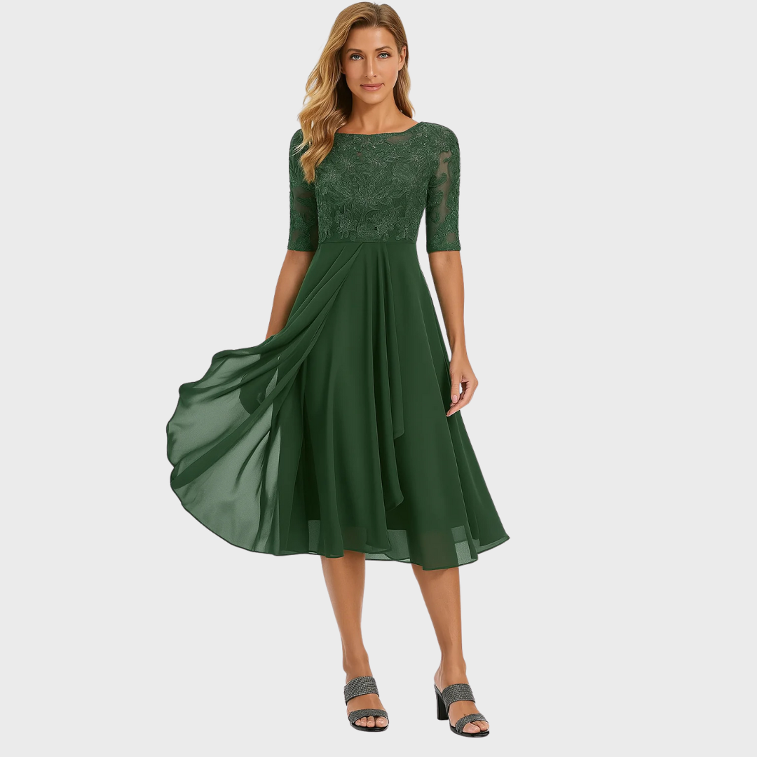 Clementine – Abito Elegante in Pizzo e Chiffon