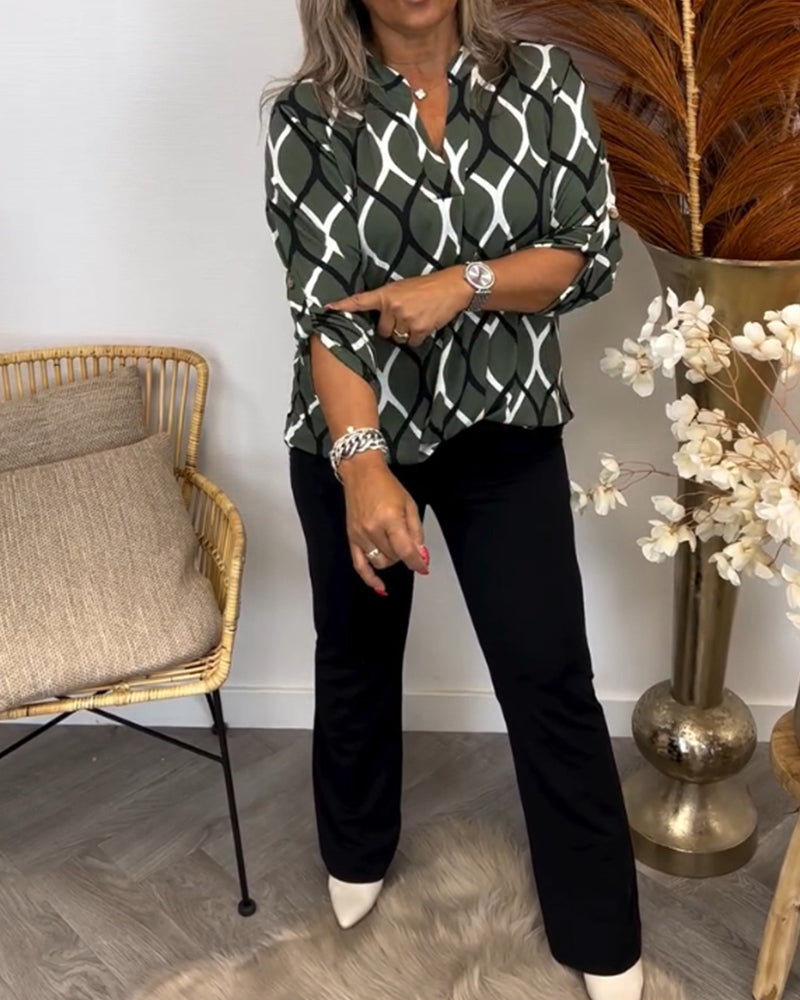 Janny™ | Blusa Casual con Maniche Lunghe e Motivo Elegante