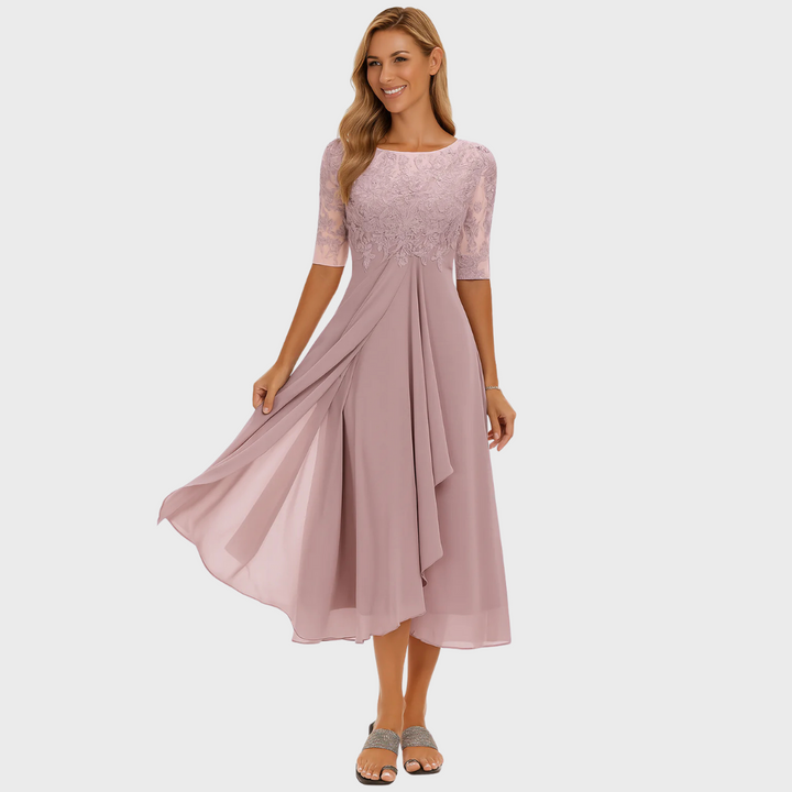Clementine – Abito Elegante in Pizzo e Chiffon