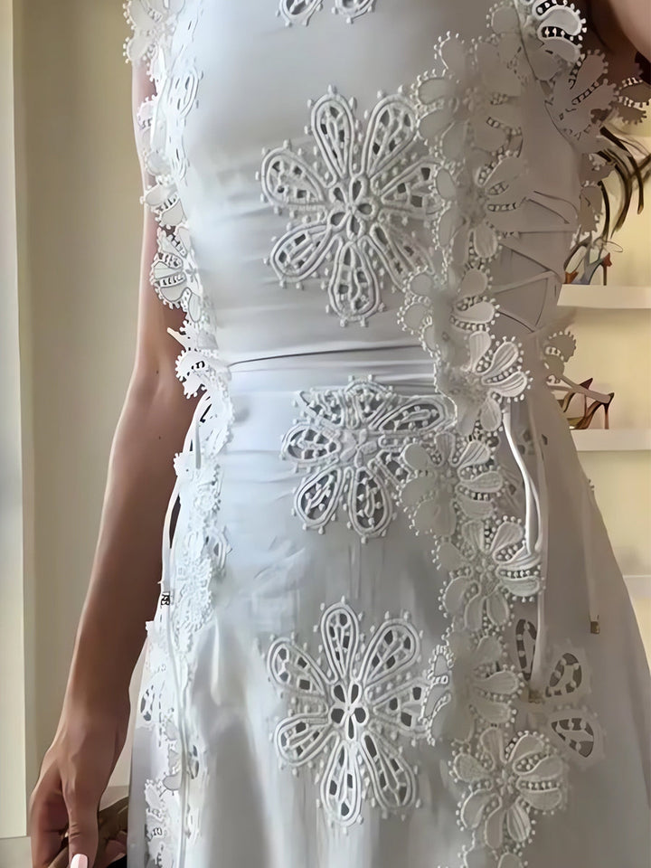 Éliora – Abito Maxi con Spalline in Pizzo Floreale