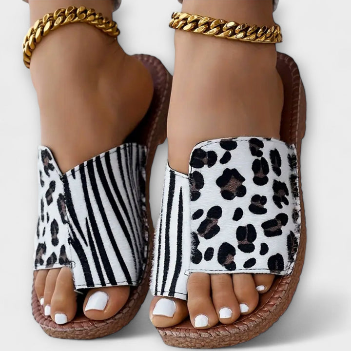 Lyan | Infradito Bicolore Eleganti con Stampa Leopardo