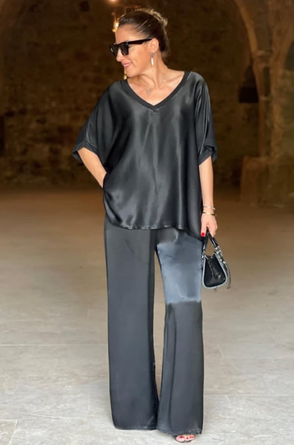 PATRIZIA | Completo Satinato Elegante con Vestibilità Fluida per Stile Chic e Comfort Quotidiano